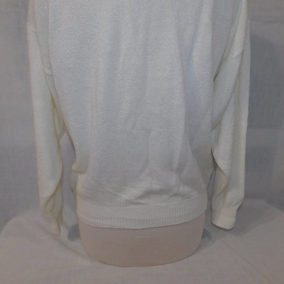 Vintage 90s Perspective Womens L Black White Embroidered Floral Sweater - Picture 13 of 13